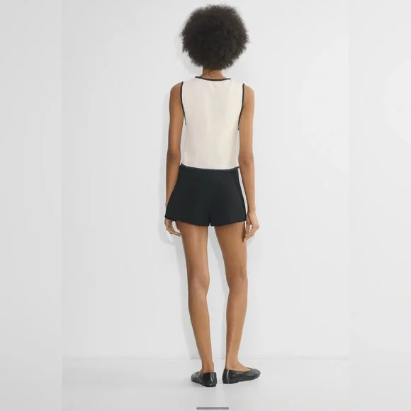 NWT Aritzia Wilfred Basque Sweater Vest in Lt Birch/ Dk Nght Nv Size Medium